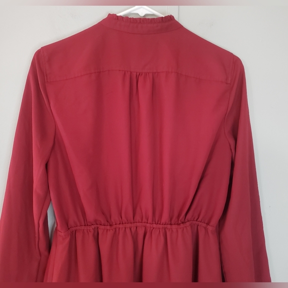 J. Crew Mercantile Long Sleeve High Neck Burgundy Dress - Picture 8 of 12